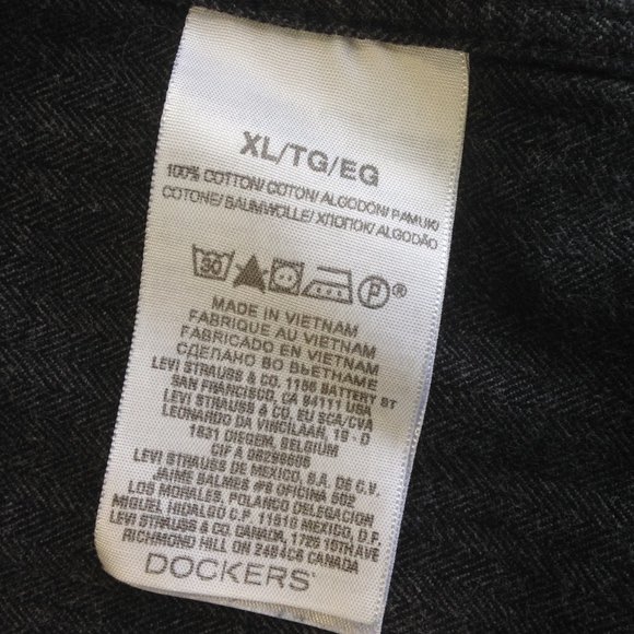 Dockers Thick Cotton Shirt Elbow Patches Flip Cuffs Gray - Great Condition - XL - Picture 5 of 9